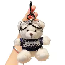Pilot Bear Plush Keychain With Bell Charm