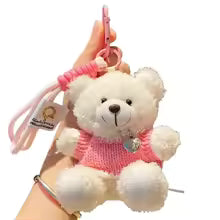 Pilot Bear Plush Keychain With Bell Charm